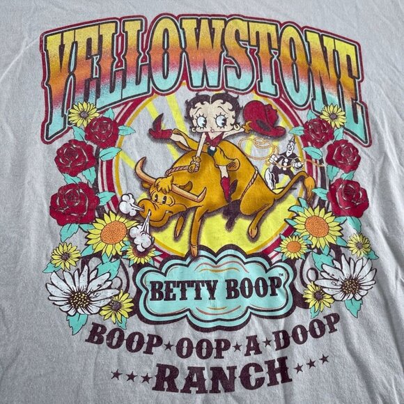 Betty Boop Yellowstone Ranch Graphic Tee X-Large White Cotton 5931 - Picture 4 of 8
